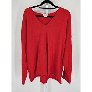 Vintage Blue Morgan Womens Sz 1X Slouchy V Neck Knit Sweater Red